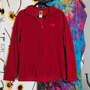 North Face Red Long Sleeve Fleece pull over size Medium.